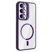 Zore Galaxy ile uyumlu A35 Kılıf Standlı ve Kamera Lens Hediyeli M-Safe Şarj Özellikli Etro Kapak - 2