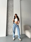 BİÇOMİ Baggy kar yıkama orta mavi jeans pantolon d2007 thumbnail 2