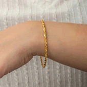 Gümüş Gold İkili Burgu Kadın Bilezik - 3