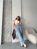 BİÇOMİ Baggy kar yıkama orta mavi jeans pantolon d2007 thumbnail 3