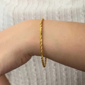 Gümüş Gold İkili Burgu Kadın Bilezik - 4