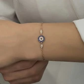 Supertrend Gümüş Rose Nazar Boncuklu Kadın Bileklik thumbnail 1