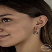 Supertrend Swa Crystal Taşlı Gümüş Yeşil Taşlı Damla Sallantılı Kadın Küpe thumbnail 2