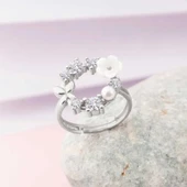 Supertrend Gümüş Ayarlanabilir Manolya Çiçeği Kadın Yüzük - 1