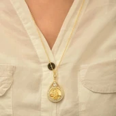 Supertrend Gümüş Gold Kaplama Damla Tuğralı Kadın Kolye thumbnail 4