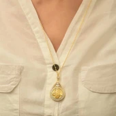 Supertrend Gümüş Gold Kaplama Damla Tuğralı Kadın Kolye thumbnail 3