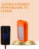 Gold Silver Güneş Enerjili Powerbank Işıldak – 10000 mAh, Taşınabilir, Suya Dayanıklı, 32 LED thumbnail 2