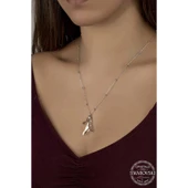 Supertrend Swa Crystal Taşlı Top Zincir Mercan Gümüş Kadın Kolye thumbnail 2