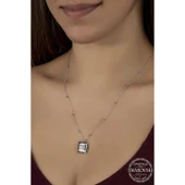 Supertrend Swa Crystal Taşlı Top Zincir Siyah Elmas Gümüş Kadın Kolye thumbnail 2