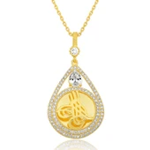 Supertrend Gümüş Gold Kaplama Damla Tuğralı Kadın Kolye thumbnail 1