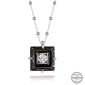 Supertrend Swa Crystal Taşlı Top Zincir Siyah Elmas Gümüş Kadın Kolye thumbnail 1