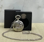 CEYLAN ADAM Özel Kutulu Tren Temalı Gümüş Köstekli Saat Alk4657 thumbnail 1