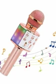 Karaoke Mikrofon Bluetooth Bağlantılı Aux Girişli Uzun Pil Ömrü Yüksek Ses Kaliteli - 3
