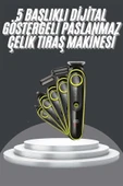 5 Başlıklı Şarjlı Tıraş Makinesi Led Ekran Saç Sakal Ense Tıraşına Uygun Bakım Seti thumbnail 2