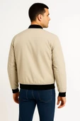 Erkek içi Astarlı Fermuarlı Bomber Mont Ceket - Bej thumbnail 2