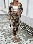 Kadın Uzun Kollu önü Açık Desenli Iki Iplik Ceket Ve Pantolon Ikili Takım - 7