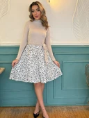 Kadın Uzun Kollu Balıkçı Yaka Belden Bağlamalı üst Kaşkorse Eteği Dalgıç Kısa Elbise - 8