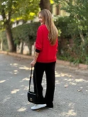 Kadın Uzun Kollu Ribanali Cep Detay Hırka Ve Bol Paça Pantolon Ikili Takım - 4