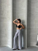 Pileli keten pantolon s255046 thumbnail 5