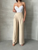 Pileli keten pantolon s255046 thumbnail 4