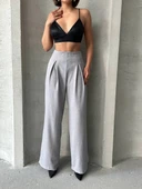 Pileli keten pantolon s255046 thumbnail 4