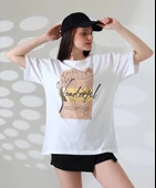 Varak baskılı imza desen tişört thumbnail 2