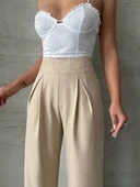 Pileli keten pantolon s255046 thumbnail 2