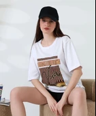 Varak çizgili Oversize tişört thumbnail 2