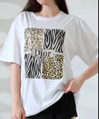 Karma desenli oversize tişört thumbnail 3