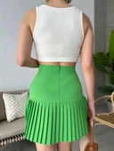 Altı pliseli mini etek yeşil s24705 thumbnail 2