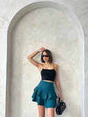 Valonlu fırfırlı etek yeşil s24681 thumbnail 2