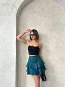 Valonlu fırfırlı etek yeşil s24681 thumbnail 5