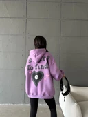 3 iplik şardonlu oversize true baskılı sweat mor thumbnail 5