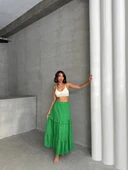 Fırfırlı brodeli astarlı uzun etek yeşil s255047 thumbnail 2