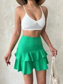 Valonlu fırfırlı etek yeşil s24681 thumbnail 3