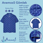 Anemoss Çapa Desenli %100 Viskon Yumuşak Nefes Alabilir Kumaşlı Erkek Gömlek - 7