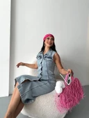 Sıfır kol kar yıkama tunik ceket mavi d2520 thumbnail 2