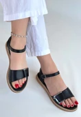 Andana Siyah Cilt Sandalet thumbnail 3