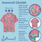 Anemoss Mercan Desenli %100 Viskon Yumuşak Nefes Alabilir Kumaşlı Erkek Gömlek thumbnail 8
