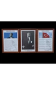 Panda Atatürk-Gençliğe Hitabe-İstiklal Marşı MDF Portre Tablo Köşe 3 lü set 35x50cm - 1