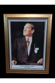 Panda Sarı Yaldizli Atatürk Portresi Yaldız Sarı Çerçeveli 60x80cm - 1