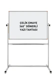 Panda 90x120 Cm Çelik Emaye Yüzey Mobil Yazı Tahtası 360° Dönerli thumbnail 1