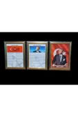 Panda Atatürk-gençliğe Hitabe-istiklal Marşı Portre Tablo Köşe 3 Lü Set 45x60cm Yaldizli - 3