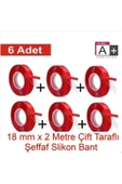 Panda 6 adet 18mmX2mt Çift Taraflı Montaj Slikon Bandı Doku Nano Silikonlu Süper Güçlü Bant - 1