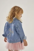 Kız Çocuk Jean Ceket & Tütülü Etek Takımı – Simli Fiyonk Detaylı - 2