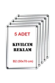 KIVILCIM PLASTİK VE REKLAM ÜRÜNLERİ 5 ADET B2 - 50x70 cm ALÜMİNYUM AÇILIR KAPANIR RONDO ÇERÇEVE - 1