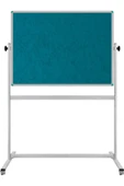 Panda 90X120 CM ÇİFT TARAFLI 360° DÖNERLİ TEKERKLİ MOBİL TURKUAZ KUMAŞLI PANO-PAN186 - 1
