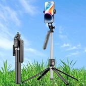 Kumandalı 360 Derece Dönebilen Cep Telefonu Ve Kamera Tripodu 2.2m Uzayabilen Selfie Çubuğu thumbnail 1