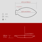 Lava Döküm Balık Tabağı Döküm Demir Yekpare Kulplu Ölçü 20x32cm.-Bordo - 5