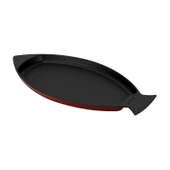 Lava Döküm Balık Tabağı Döküm Demir Yekpare Kulplu Ölçü 20x32cm.-Bordo - 2